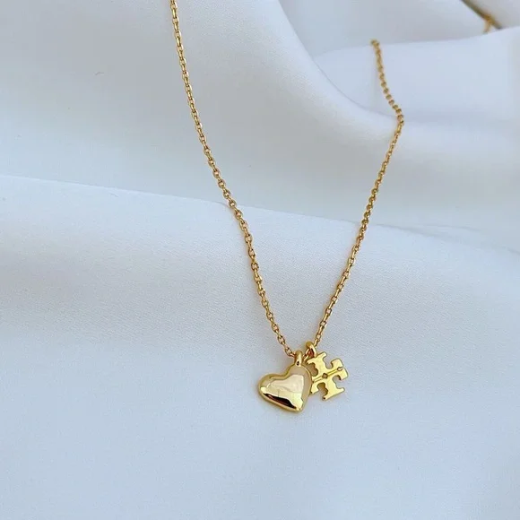 Tory burch Gold Heart and Puzzle Pendant Necklace - Picture 1 of 10